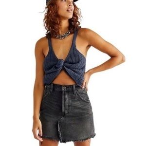 Free People Brea Cutoff Mini Skirt Faded Black 27 NWOT